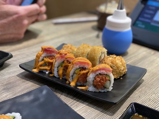 Red dragon roll and crunchy Philly roll