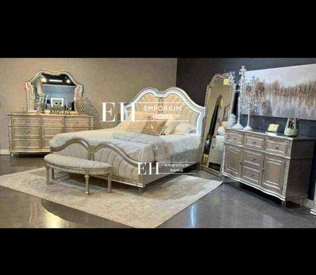 Queen Bedroom Set 4 pieces bed, dresser, mirror, nightstand $1995