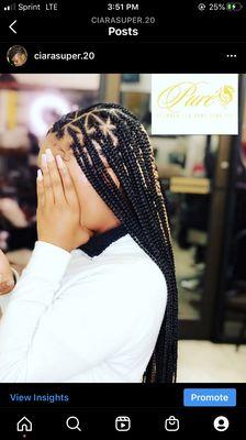 Smedium triangle knotless plaits! No tension on scalp!