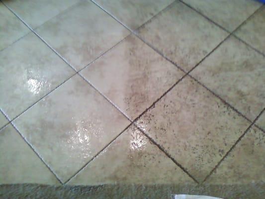 Tile and Grout cleaning before and after.