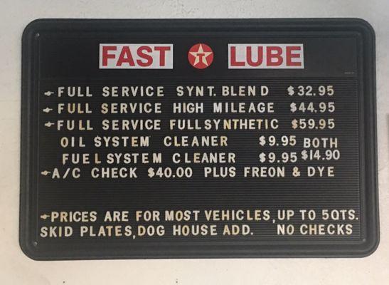 Oil Change Prices