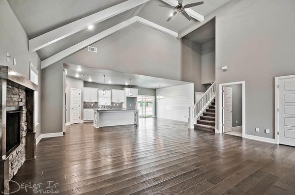 Interior shot of this new C3 home built in Diamond Estates. Soaring ceilings and state of art living in Northwest Arkansas' h...