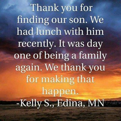 Thank you for finding our son....