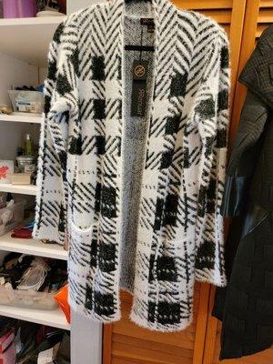 Long fuzzy houndstooth sweater