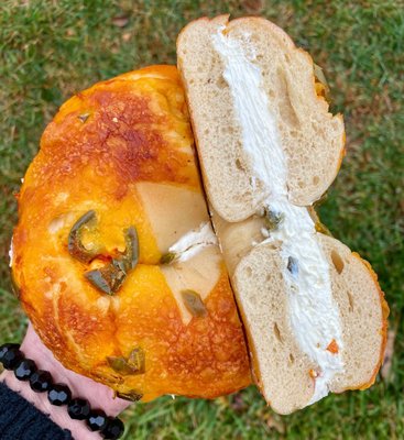 Buffalo Jalapeno Bagel w/ Jalapeno Cream Cheese