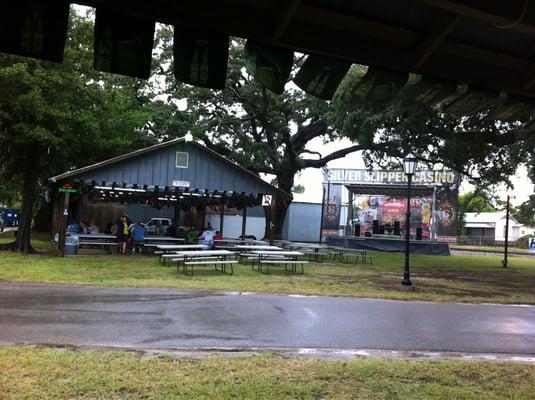 A covered area to sit and eat