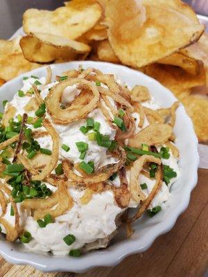 House Chips and Caramelized onion Dip