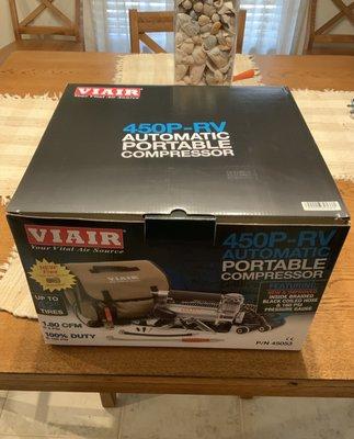 This 450P-RV AirCompressor will ensure my Class A MotorCoach tires will always have the correct air pressure no matter my location