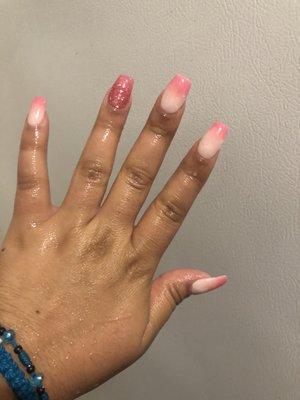 Sns dipping powder ombré pink & tips