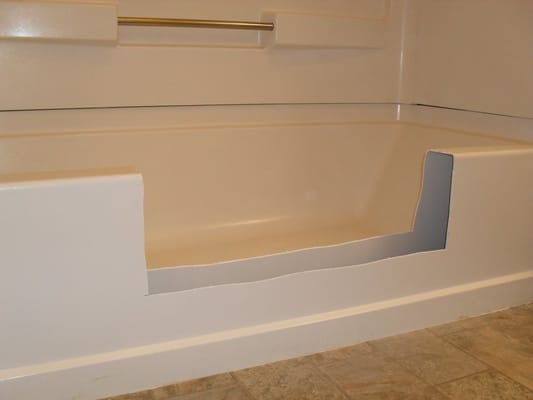 A tub during installation