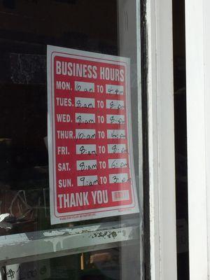 Store Hours (April 2019)