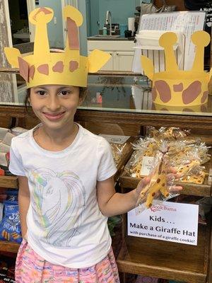 When our play area was zoo-themed, our kids made these cute giraffe hats. Isn't this a lot more fun than a coloring page?