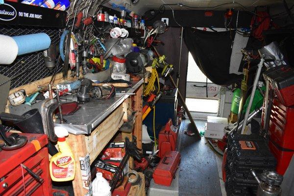 Interior of our mobile garage