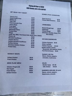 Menu as of July 2021