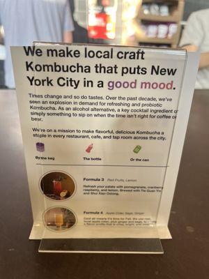 Info about local kombucha from Good Mood that's brewed on site