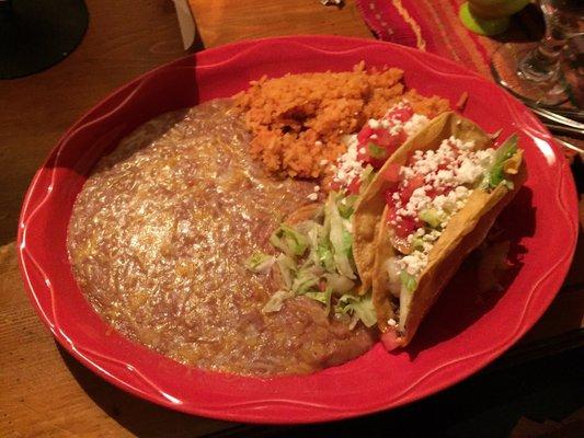 Shredded beef taco plate