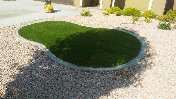 Artificial grass with rocks