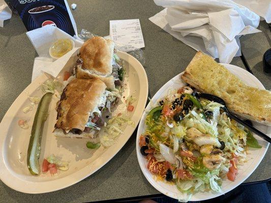 8" cheesesteak and salad