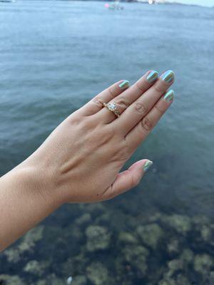 Seafoam compass kite ring