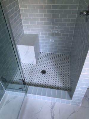 Tile installation in bathroom