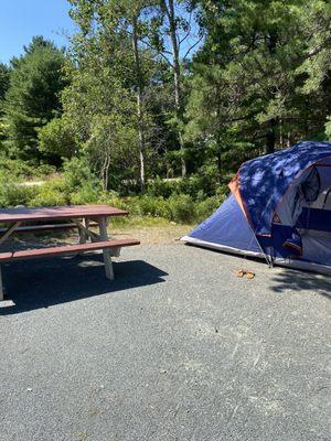 In this photo you can see our tent, then the road to the left there.