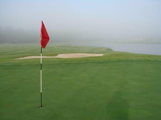 View from #15 green in the fog.