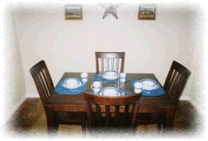 Dining areas are almost like home; enjoy a family dinner in Brown's Temporary Apartments.