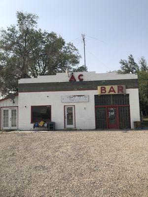 Remnants of Atomic City Bar & Grill. You can just make out the lettering above the door. Sad.