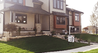 Landscape work completed by Central Iowa Dirt Works at a customer builder's home show house in Ankeny, IA.