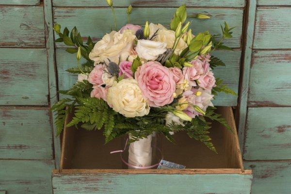 Beautiful Bridal Bouquet of pinks and blues