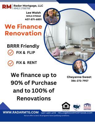 Real Estate Investors -We finance renovations