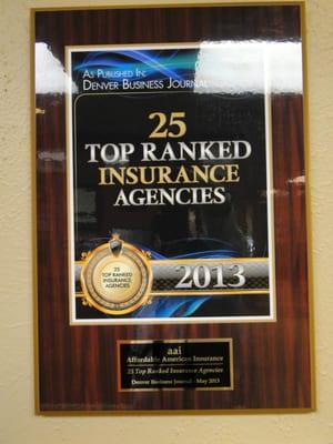 2013 top 25 ranked insurance agencies in Colorado.