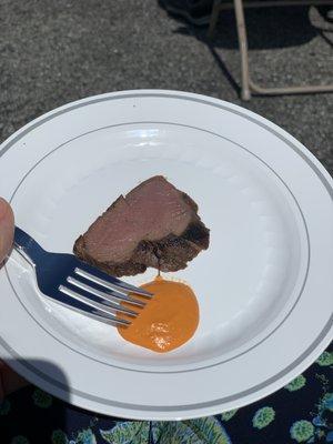 Venison with romesco sauce