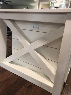 custom made island crossbar shiplap white