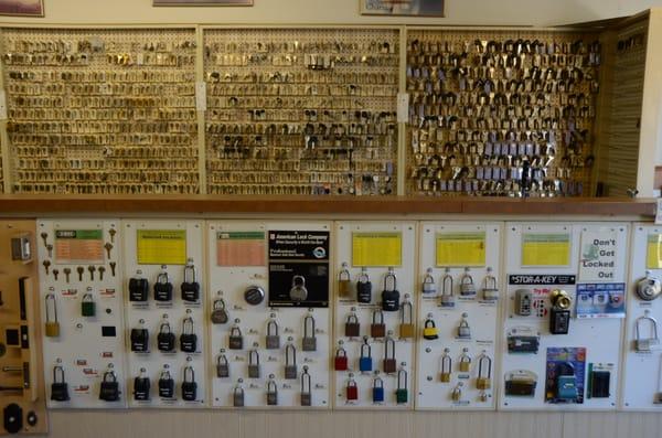 Large selection of keys and padlocks