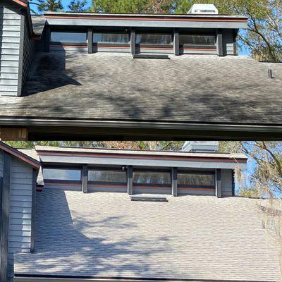 Shingle roof Before and after pictures.