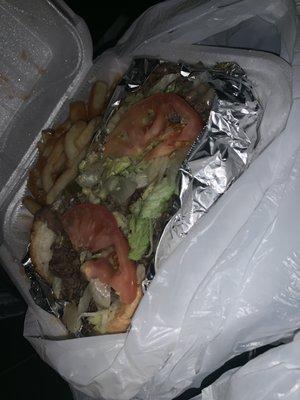 Super jerk philly sandwich with fries