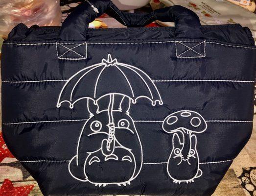 Totoro Holding Umbrella Insulated Black Lunch Bag ($16.59)