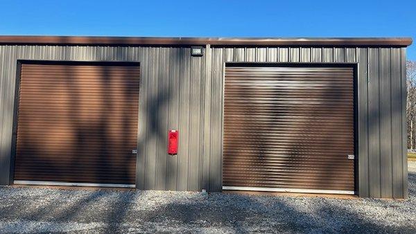 Each unit is 20x30 feet, Total 600 sqft with 12 feet rollup door. Each unit is 14 feet high.