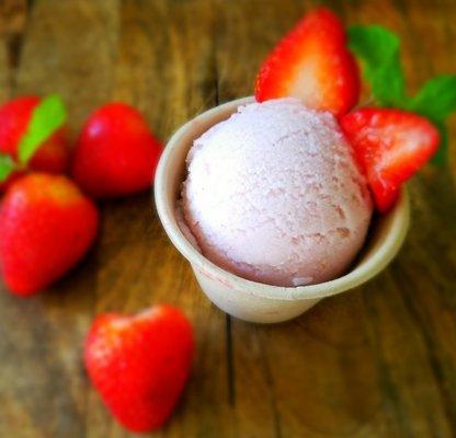 Ice Cream made with real strawberries only