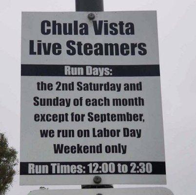 Run days and times of the CVLS