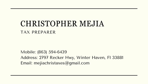 Mejia's business card and contact information