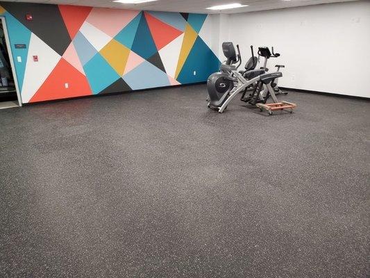 Rubber Flooring install Crain Communications Detroit Mi.