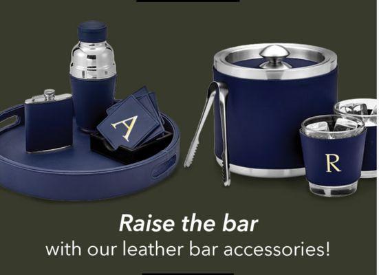 Elegant bar accessories in leather