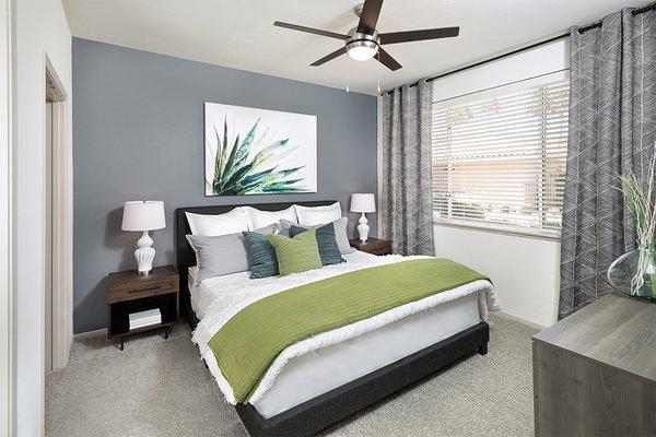 Ceiling fans in bedrooms and living areas