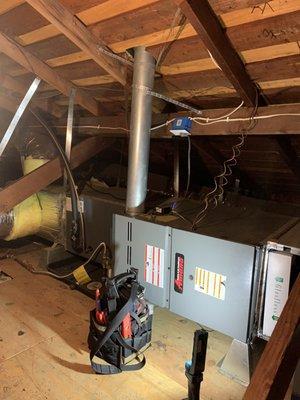 Servicing a system we relocated from a closet to the attic. Working great!