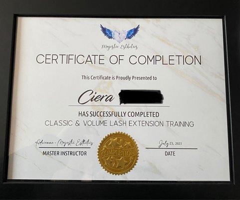 Certificate of completion