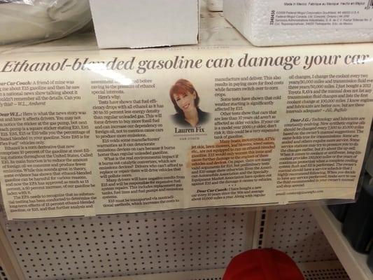 Who knew gasoline from Sunoco-- or other filling stations that add ethanol to their gas--can harm your lawn mower?