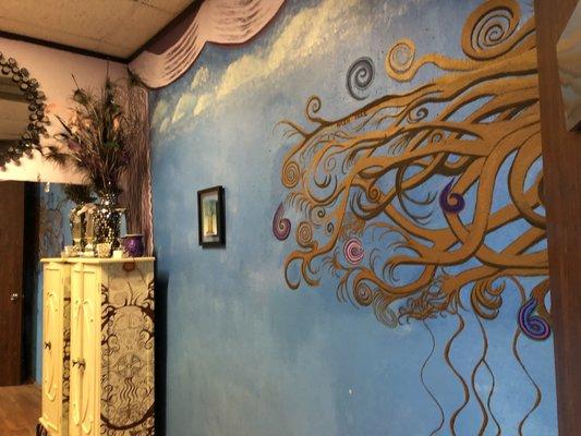 Beautiful painted mural by Tammie! She is an artist, as well as hair stylist!