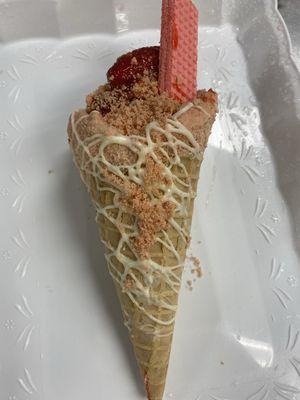 Strawberry waffle cones